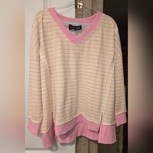 Womens Stripe White Birch Pullover. Size-Large